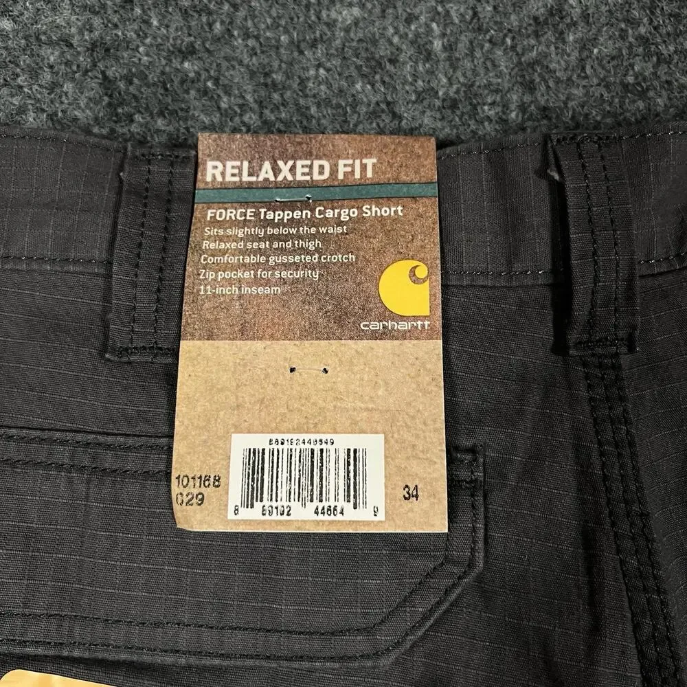 NEW Carhartt Relaxed Fit Force Tappen Cargo Shorts Men's 34 Utility Gray Cotton